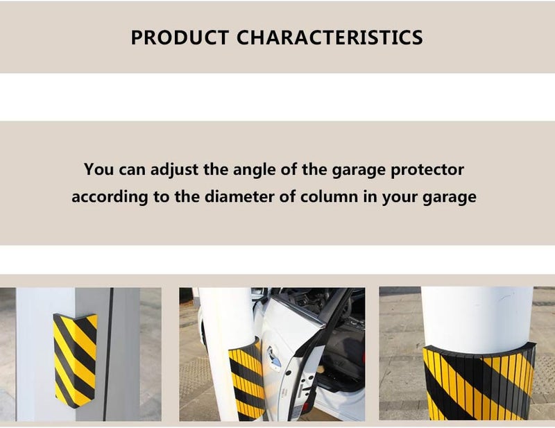 GUEQUITLEX Garage Wall Protector Foam Wall Column Guard for Parking Garages - Reflective Wall Edge Protector - 2 Pack Pole Guard - Wall Edge and Bumpers Guards - Image 5